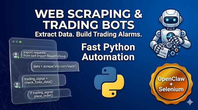 build a custom python bot, web scraper, or trading bot for your automation