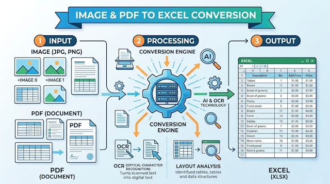 convert image PDF or handwritten data into excel or word