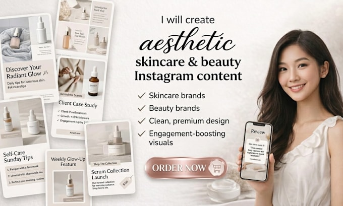 create aesthetic skincare or beauty instagram content