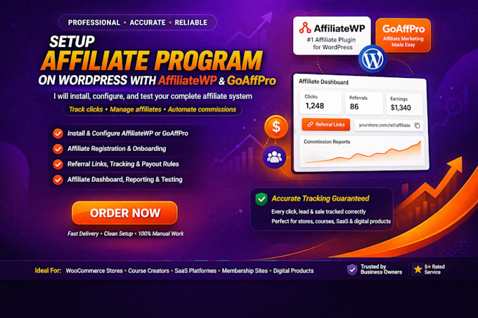 setup wordpress affiliate program using affiliatewp, awin, or shareasales