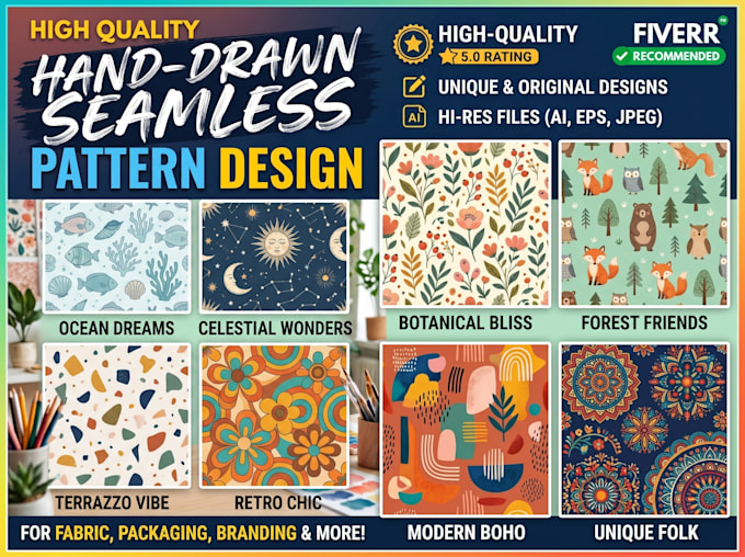 design high quality seamless hand drawn patterns