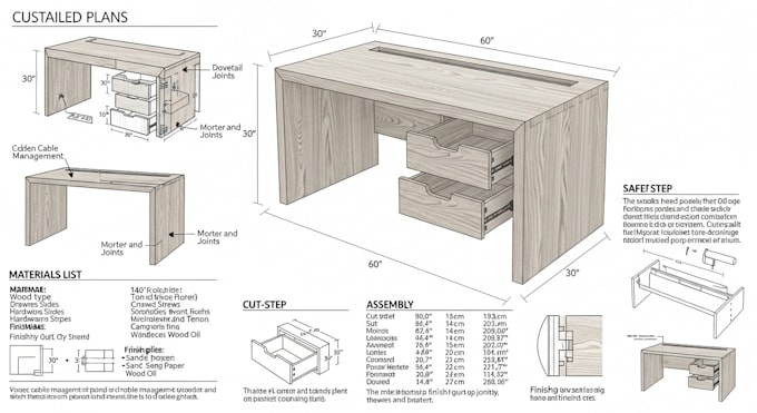 provide detailed DIY woodworking plans for any custom project