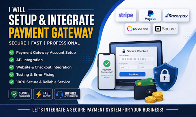 setup payment gateway integration stripe for any payment system