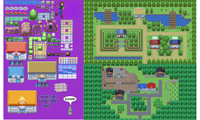 Créer des tilesets pixel personnalisés de pokémon gen 3 4 5, sprites d ...