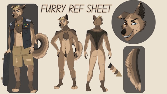 Draw furry character reference sheet, furry anthro nsfw oc ref sheet ...