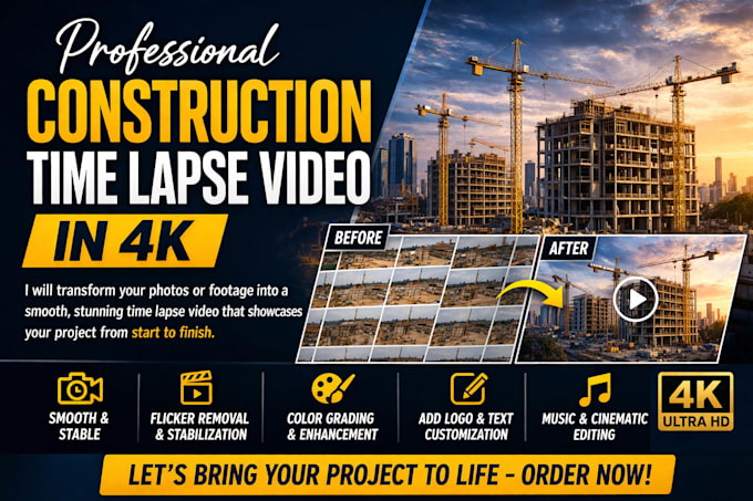 create timelapse construction time lapse video editing in 4k