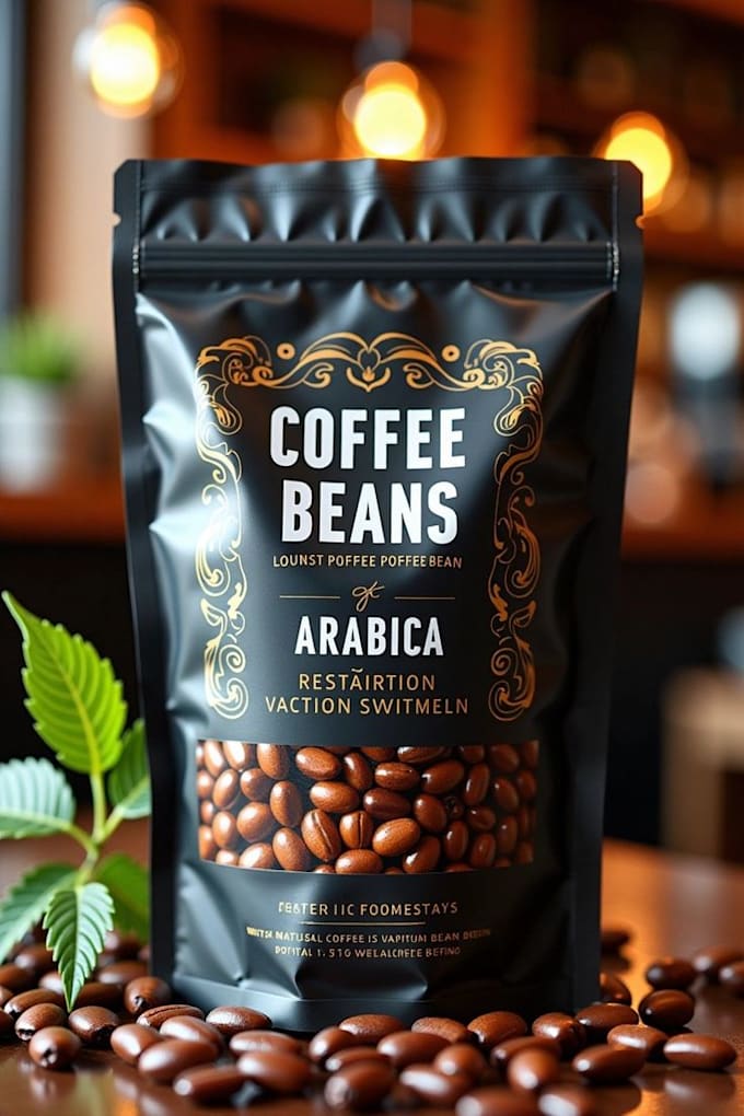 create premium product packaging design for coffee pouch, food box, and labels