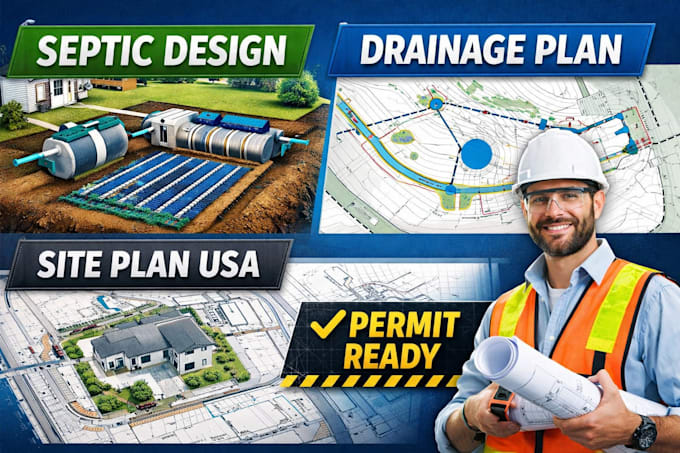 create septic layout, drainage solution and site engineering plans USA