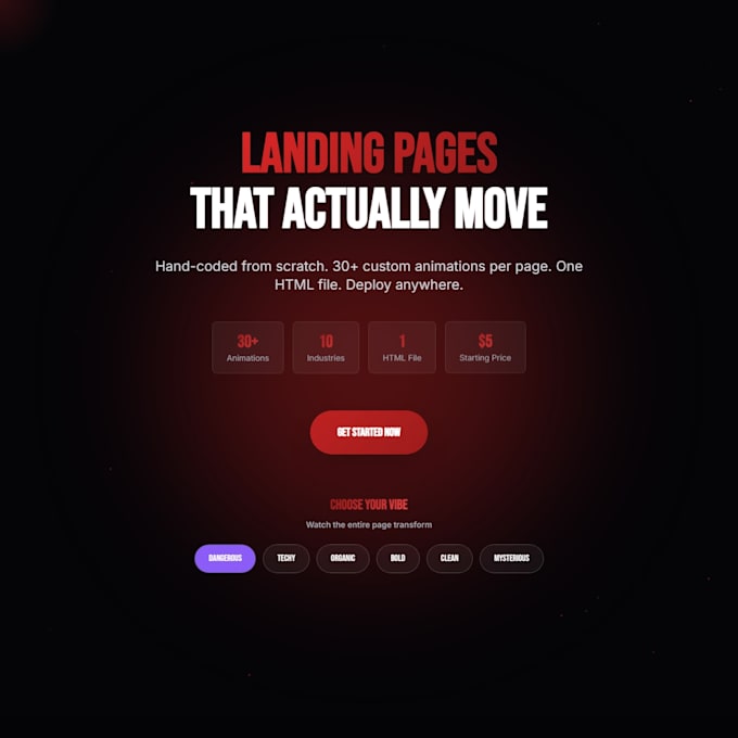 design a high converting animated landing page in tailwind CSS