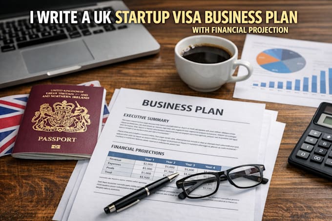 write a UK startup visa business plan with financial projections