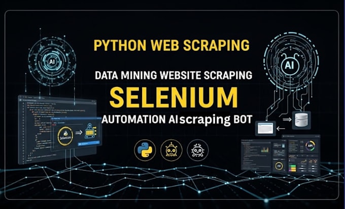 build python scraper, data mining, selenium and ai automation, web scraping