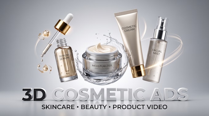 create 3d cosmetic product animation, skincare video and beauty product ads