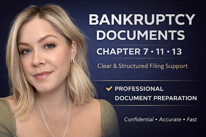 prepare bankruptcy documents for chapter 7, 11, 9 and 13