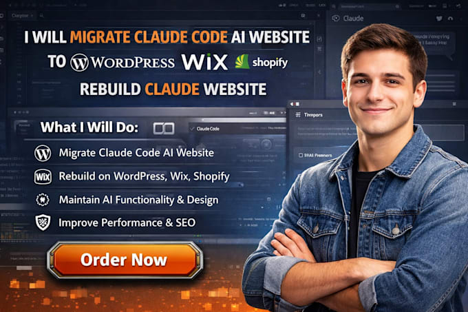 migrate claude code ai website to wordpress wix shopify rebuild claude website