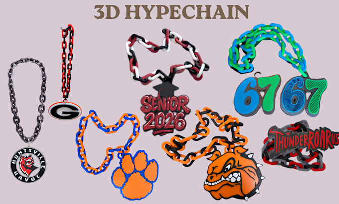 design 3d hypechain pendant keychain cuban printable jewelry logo to 3d printing