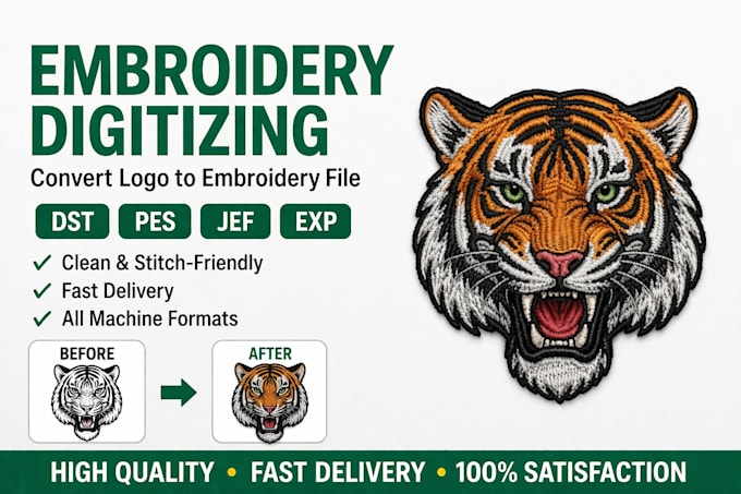 do embroidery digitizing and convert logo to dst pes