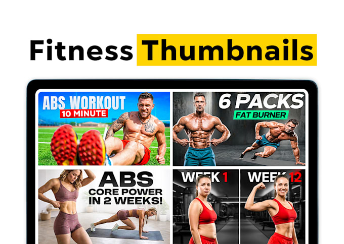 design high CTR fitness youtube thumbnails