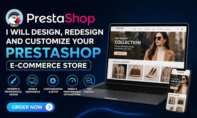 design or redesign and customize responsive prestashop eccommerce website store