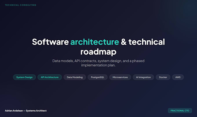 design your software architecture, QA strategy, and technical roadmap