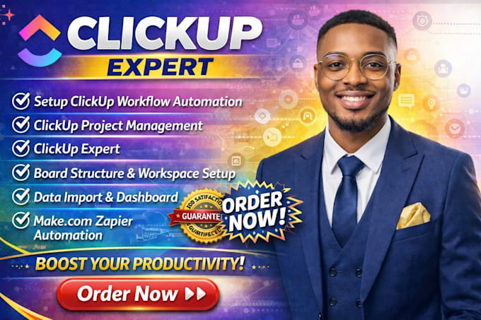 setup clickup workflow automation, clickup project management, clickup expert