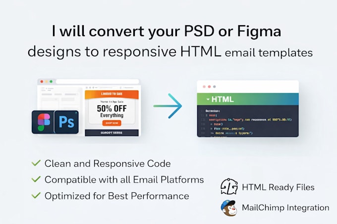 convert PSD or figma to responsive HTML email template