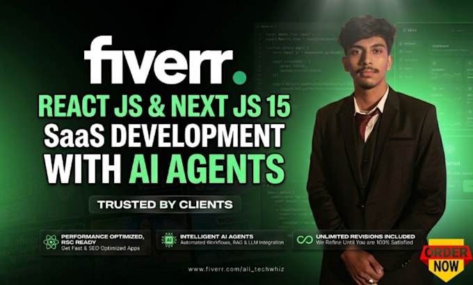 build  nextjs react saas with ai agent integration