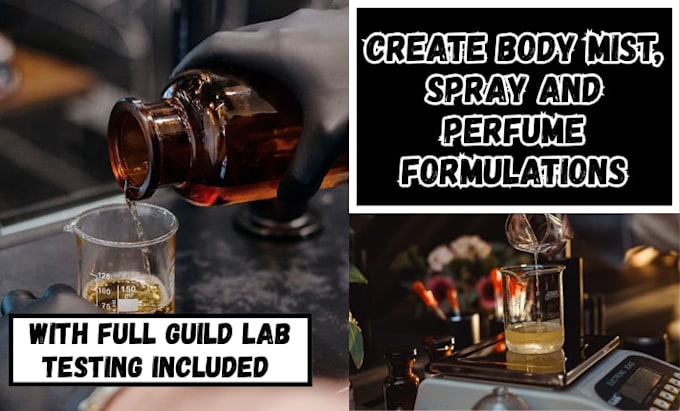 create personal body mist, cosmetic perfume spray and fragrance products formula