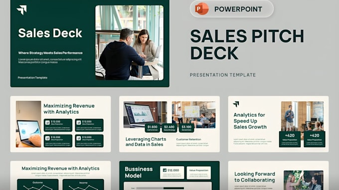 redesign sales pitch deck, client presentation and business consultant slides