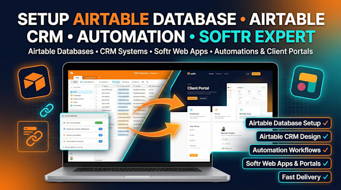 setup airtable database airtable crm airtable automation softr io softr expert