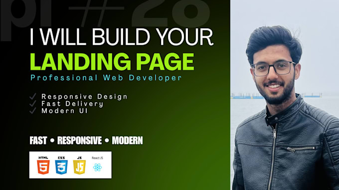 create a modern responsive landing page using HTML, CSS, javascript and react