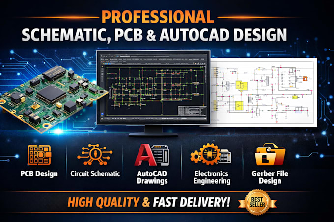 provide professional circuit schematic, pcb and autocad diagrams