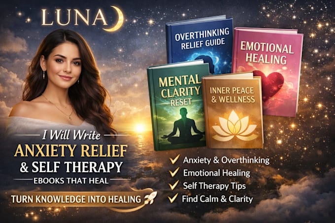write anxiety relief, overthinking, healing guide, and self therapy ebooks