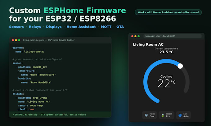 create custom esphome firmware for your esp32 or esp8266