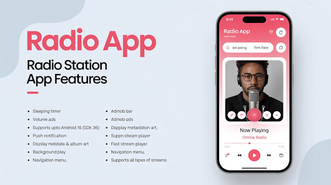 develop android ios radio station app broadcast radio app