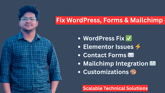 fix and customize wordpress, elementor, contact form and mailchimp