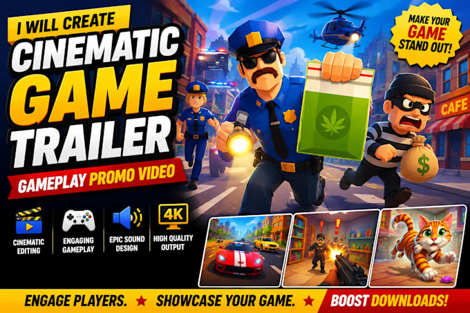 make a professional game trailer for mobile and PC games