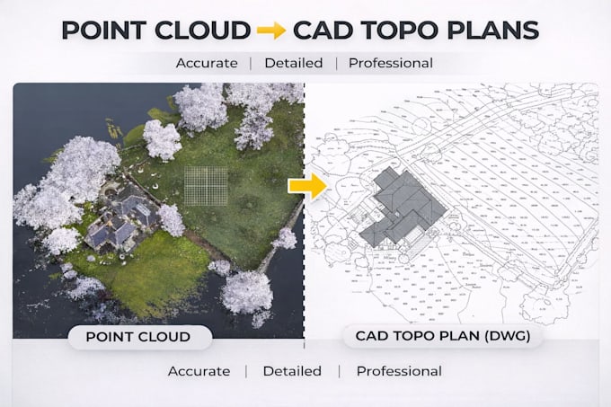 create cad topographic plan from point cloud data dwg