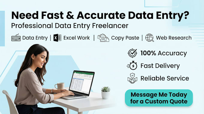 do fast and accurate data entry, excel work, copy paste and web research