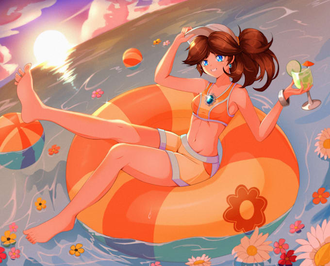 create high quality anime character illustration