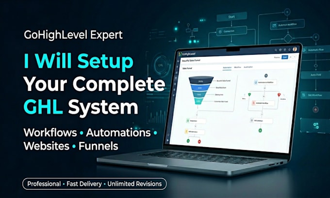 setup the gohighlevel workflow, ghl automations, and website