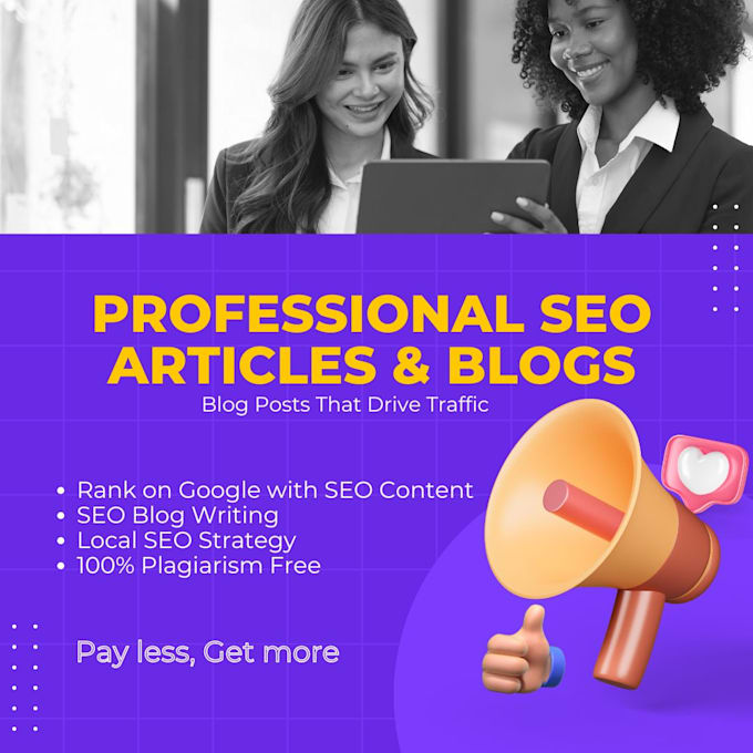 write SEO optimized articles, blog posts, and professional website content
