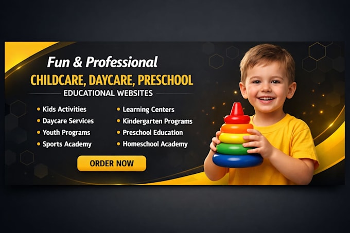 create preschool daycare kindergarten website for childcare with class session