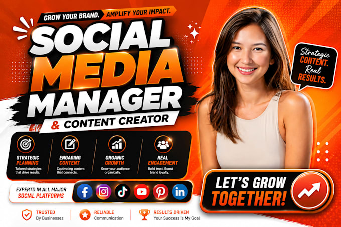 be your social media manager and grow your instagram, facebook and tiktok