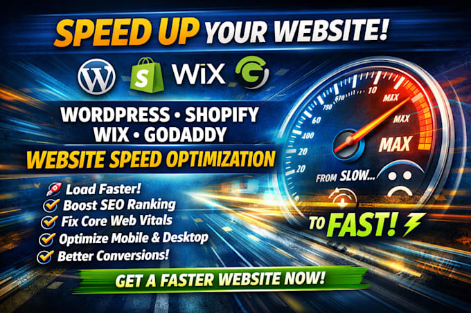 do wordpress shopify speed up wix godaddy fix slow website speed page optimize