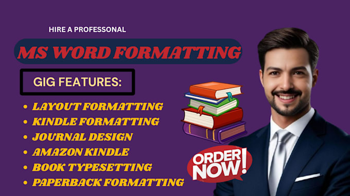 do word document design, ms word formatting and kindle KDP formatting