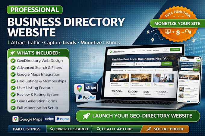 design clean geodirectory website business directory listings website