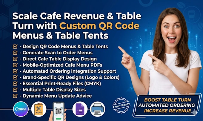 design qr code menus table display cafe menu scan to order menu table tent pdfs
