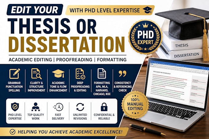 edit your thesis or dissertation with phd level expertise, academic formatting