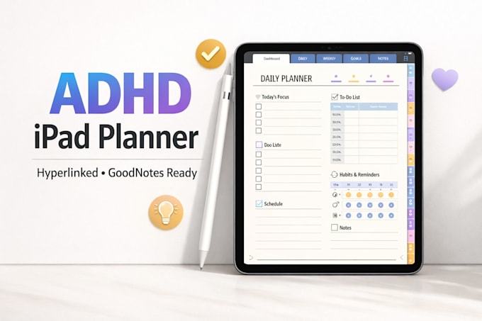 design an adhd ipad digital planner for goodnotes