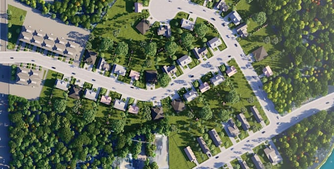 reconstruct 3d residential development,housing community,urban planing,rendering
